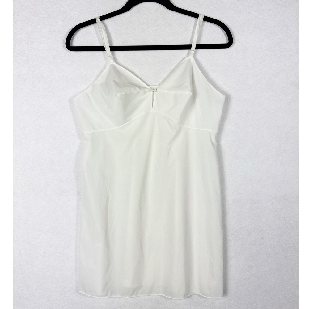 Vintage Slip Dress Mini Size 36 Medium White Nylon Lingerie